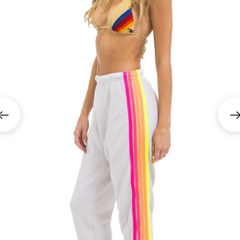 Aviator Nation Dove Grey Sweatpants with Neon Stripes